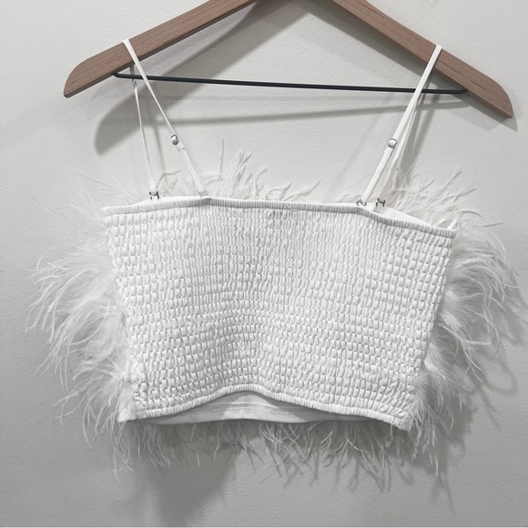 Lucy Paris Milly Feather Top White Size XS EUR 36 - Picture 4 of 7